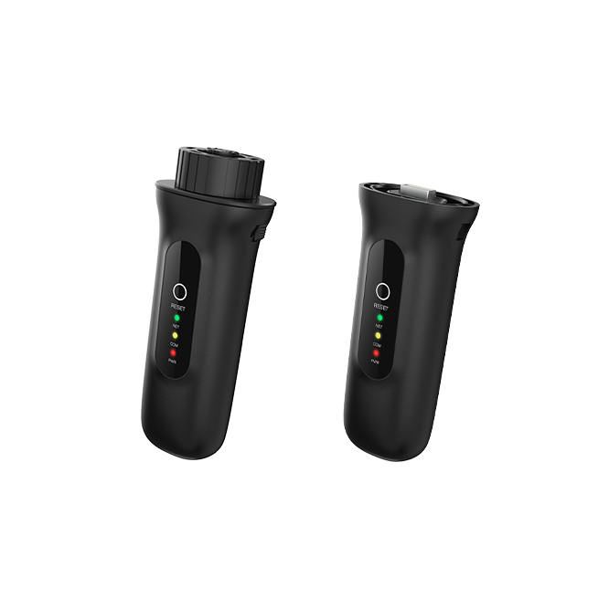 Official Solis family image showing the 4Pin and USB alternatives of the S5-WiFi-ST logger. The variant selected here is unchanged: S5-WiFi-ST-USB — the 4Pin unit shown is the other alternative and is not a USB device.