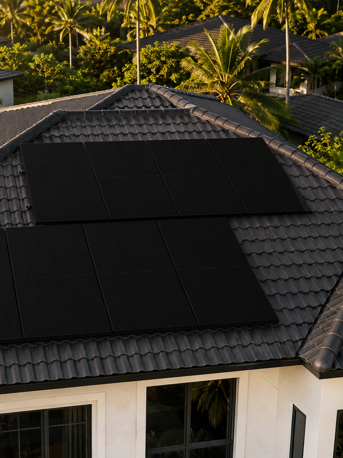 Solvio Dark Feather panels on a lightweight residential roof